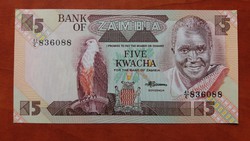 Zambia 5 Kwacha UNC 1980-88