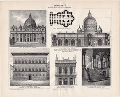 Építészet XV. - XVII. század, egy színű nyomat 1894, litográfia, német nyelvű, eredeti, épület