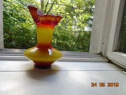 1960 Dragan Drobnjak  Jugoszlávia,ÜRKORSZAK,Murano Fazzoletto jellegű zsebkendő váza 26 cm