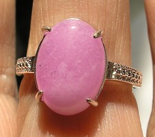 925 ezüst gyűrű 18,3/57,5 szépséges pink-lila jádéval