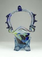 0X090 Fújt üveg BOHEMIA művészi üveg kosár 16 cm