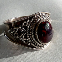 Opál vintage ezüst gyűrű, usa 7-es