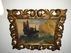 SCHELL JENŐ: eredeti festménye-florentin keretben