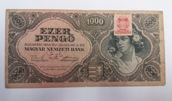 1000 pengő 1945 hibás dézsmabélyeggel.