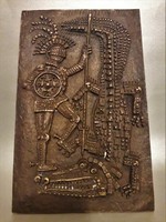 KOPCSÁNYI OTTÓ - Sárkányölő Szent György -  jelzett bronz fali kép fali dísz 