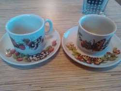 Angol pillangós porcelán kávés csésze kistányéral