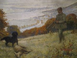 Szirmai Antal 1860-1927 nagyméretü  szép régi vadászfestménye ov.