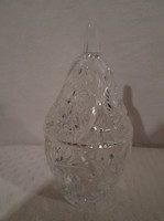 BONBONIER - Üveg - metszett - körte alakú cukortartó - 12,5 x 6 cm - vastag - hibátlan