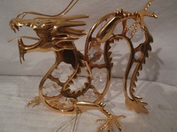24 ka. aranyozott - Swarovski kristályokkal díszített sárkány - új - 13 x 11 x 5 cm