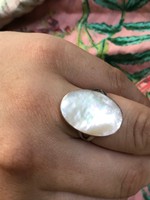 Nagyon szép ezüst hatalmas kagyló designer ötvös gyűrű 19mm