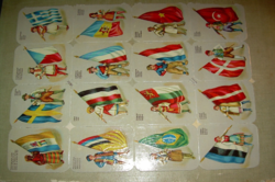 préselt képek - chromolithók zászlók 16 db - teljes ívben