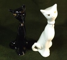Porcelán cica pár , fekete fehér 