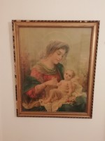 Szűz Mária a kis Jézussal, régi papír kép, nyomat