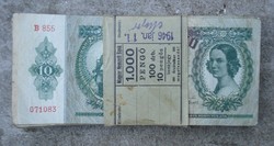 100x10 pengő 1936 (100db Banki köteg) 1946-os bélyegzés PÉCS