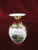 Osztrák EIGL porcelán mini váza, magassága 10,5 cm. Lilienfeld felirattal és képpel. Vanneki!