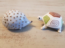 Aquincumi süni + teknős ritka porcelán figurák egy csomagban.