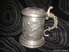 Chiseled Swedish pewter cup, premium category, unique artistic design, collector's item
