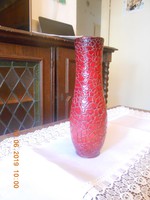 Zsolnay piros eozin, repesztett, ökörvér mázas váza. Hibátlan