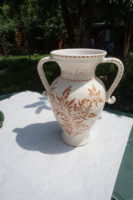A large flower vase with a turkish ceramic plain decoration for sale. Gyulai memorial inscription.