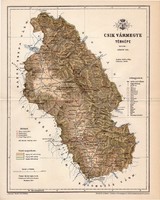 Csík vármegye térkép 1893 (3), lexikon melléklet, Gönczy Pál, 23 x 29 cm, megye, Posner Károly