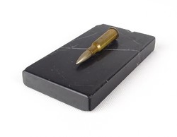 0X641 Régi fekete márvány levélnehezék lőszerrel