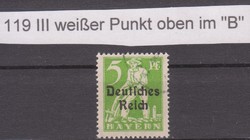 1920. DR Freimarken 5 Pf., Plattenfehler, Mi#119PFIII, KW.35,- 