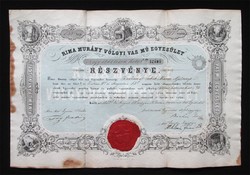 Rimamurányvölgyi Vasmű Egyesület részvény 1852 - Rima Brezó (SVK)