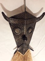 Craftsman hand working metal mask mask head - raffia beard wall ornament