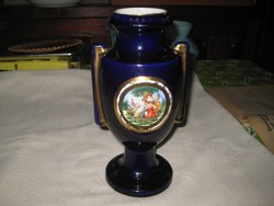Alt Wien  majolika  váza , barok   jelenettel  , szép állapot  12  x 25 cm