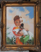 Abonyi Ernő (Budapest,1884 - Budapest, 1941): Kisgyerek babával