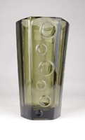 0X625 Retro fekete füstüveg üveg váza 17.5 cm