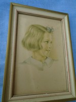 Régi akvarell miniatűr festmény portré