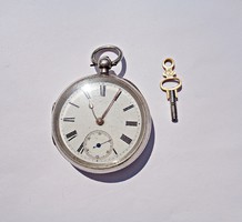 English silver key pocket watch