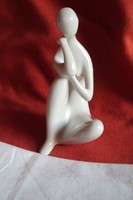Ritka Royal Dux art deco porcelán figura(Gongolkodó Nő)