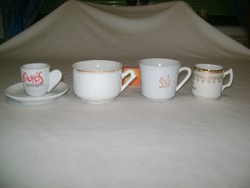 Négy darab régi porcelán csésze gyűjtőknek