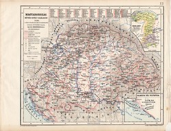 Magyarország Mátyás király halálakor, térkép, kiadva 1913, történelmi, 1490, Kogutowicz Manó, régi