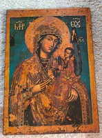 Antik orosz fa ikon 38 x 27 cm.