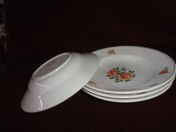Gránit magyar porcelán mélytányér, gyönyörű rózsával. Vanneki