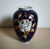 Wallendorf porcelán/kobalt váza, arany relief díszítéssel