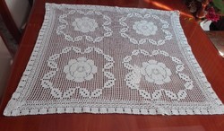 Raw white crochet tablecloth, 68 x 70 cm