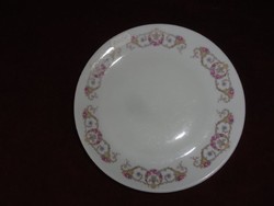 MZ Csehszlovák porcelán antik süteményes tányér. Hófehér alapon arany/rózsaszín mintával. Vanneki!