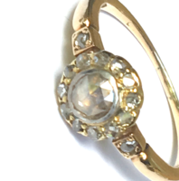 Antique gold ring Pompadoure with  diamonds XIX. century