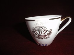 MZ Csehszlovák porcelán kávéscsésze, MDZ felirattal, arany díszítéssel. 