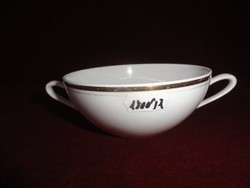 MZ Csehszlovák porcelán leveses csésze, hófehér alapon arany szegélyes.  2 db  egyben eladóVanneki!