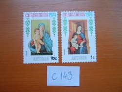 ANTIGUA 1/2 + 1 C 1974 karácsony - festmények 2 DB POSTA-TISZTA C143