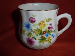 Gyönyörű virágos Zsolnay porcelán pocakos bögre