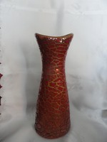 Zsollnay porcelán antik zsugor mázas váza. Pajzspecsétes, ökörvér színű. Vanneki!