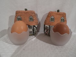 TOJÁSPOHÁR - 2 db + 2 db TOJÁS SAPKA -  VASTAG TEJÜVEG - 6 x 4 cm + 2 db 8 x 8 cm - ANGOL