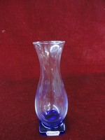 Kék talpú üveg váza, 17,5 cm magas. Vanneki! Jókai.