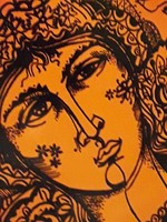 CZINKE FERENC tűzzománc kép 1984-ből keretezett mérete: 56 cm x 43 cm